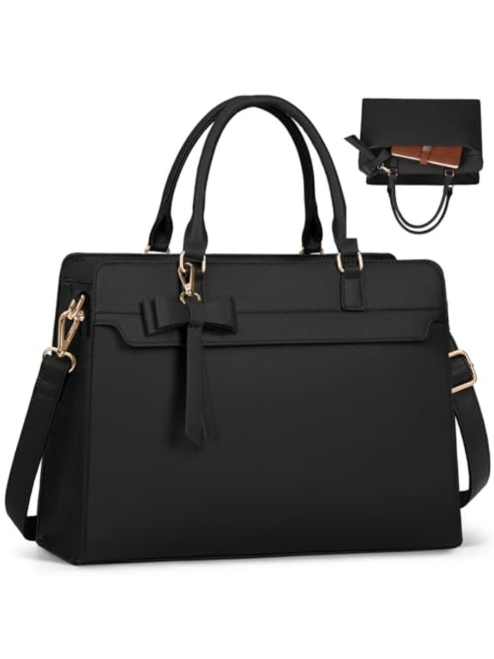 15.6 inch Laptop Tote Bag PU Leather Waterproof Work Bag
